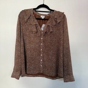 J. Crew Factory Dalmatian Dot Button Blouse - Size XL